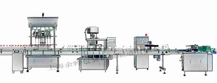 GZF-6L直列式裝機、自動鎖蓋機、鋁箔封口、糨糊貼標灌裝線